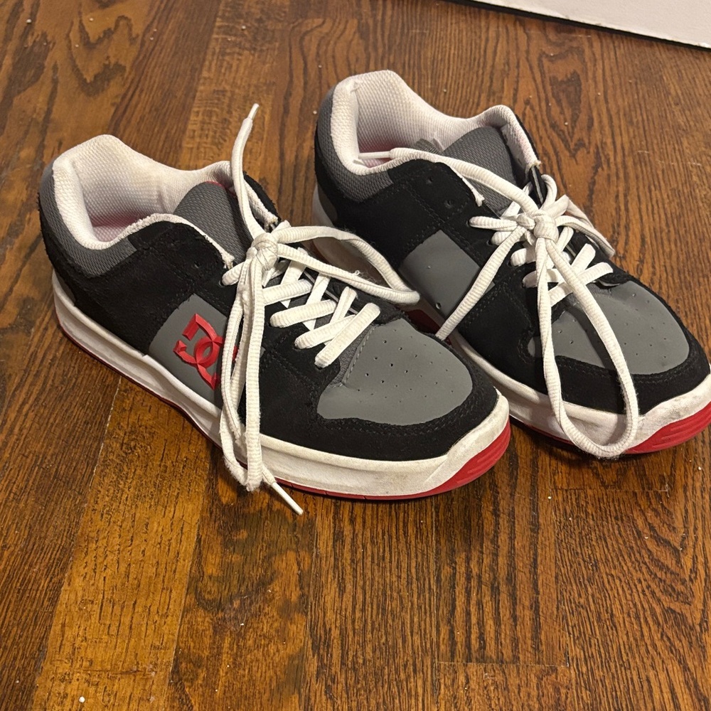 DC Black and Gray Skate Shoes with Red Highlights